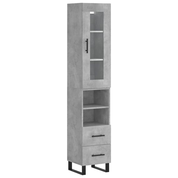 vidaXL Highboard betonggr&aring; 34,5x34x180 cm konstruert tre