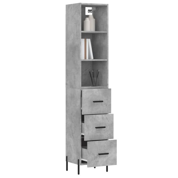 vidaXL Highboard betonggr&aring; 34,5x34x180 cm konstruert tre