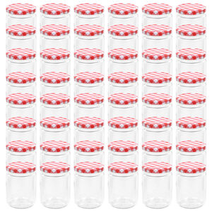 vidaXL Syltet&oslash;yglass med hvite og r&oslash;de lokk 48 stk 230 ml