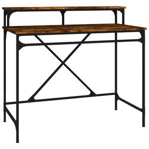 vidaXL Skrivebord r&oslash;kt eik 100x50x90 cm konstruert tre og jern