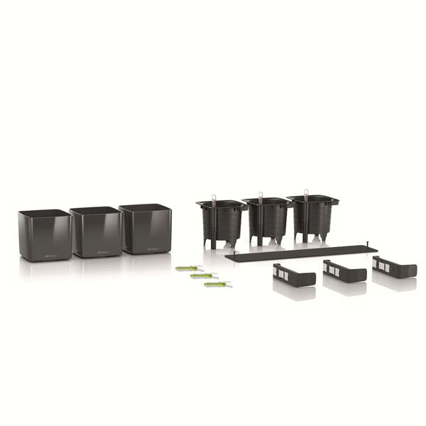 LECHUZA Urtekasser 3 stk Green Wall Home Kit blank antrasitt
