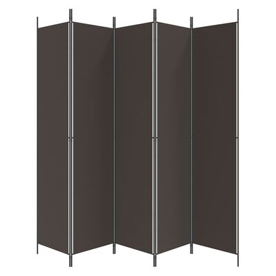 vidaXL Romdeler 5 paneler brun 250x220 cm stoff
