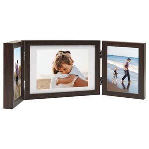 vidaXL Trefoldig fotorammekollasj m&oslash;rkebrun 28x18 cm+2x(13x18 cm)