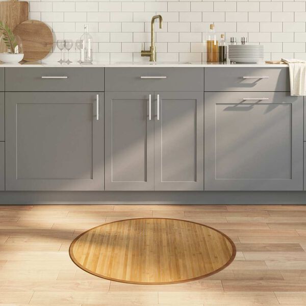 vidaXL Teppe rund naturell 80 cm bambus