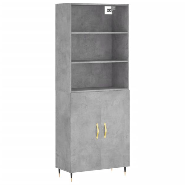 vidaXL Highboard betonggr&aring; 69,5x34x180 cm konstruert tre
