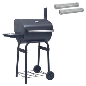 vidaXL Kullgrill 75 x 48 x 120 cm Pulverlakkert st&aring;l og plast S&oslash;lv