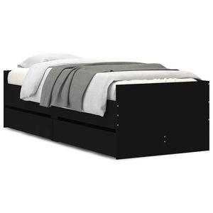 vidaXL Sengeramme med skuffer svart 90x190 cm