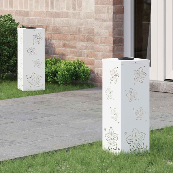 vidaXL Solenergi LED stibelys 2 pcs Hvit Kaldvalset st&aring;l