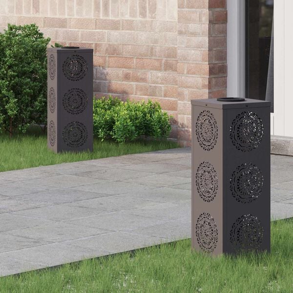 vidaXL Solenergi LED stibelys 2 pcs Svart Kaldvalset st&aring;l