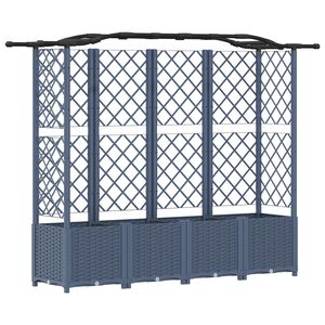 vidaXL Hevet Bed med Trellis og Tak Gr&aring; 204 x 40 x 141 cm PP