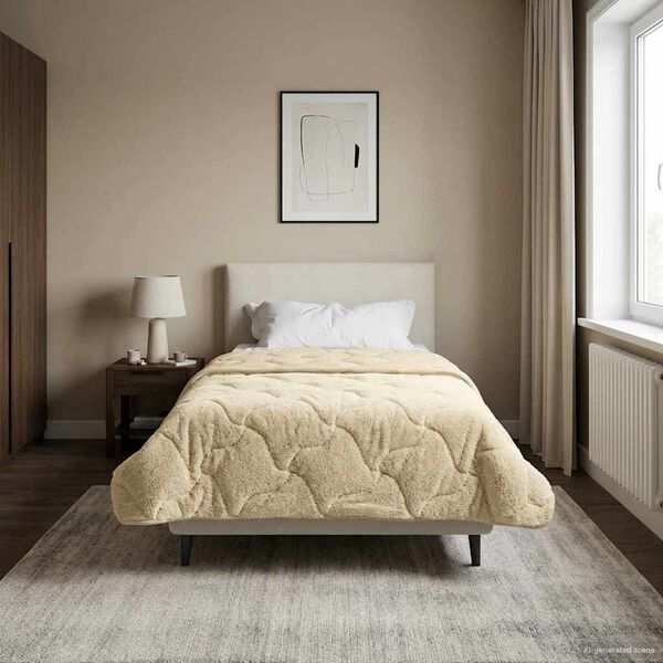 vidaXL Full &aring;r dyne Krem 155 x 200 cm Mikrofiber og Teddy fleece