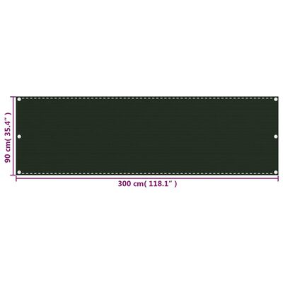 vidaXL Balkongskjerm mørkegrønn 90x300 cm HDPE