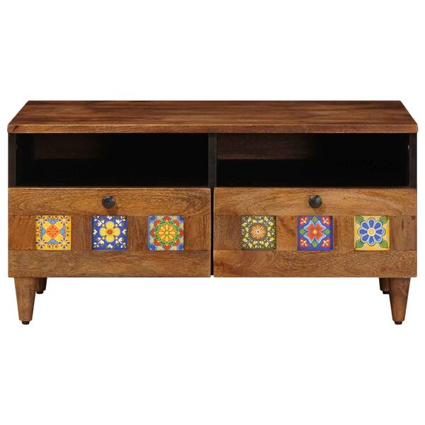 vidaXL TV-skap med skuff Valn&oslash;tt 70 x 33 x 46 cm Massiv mango tre