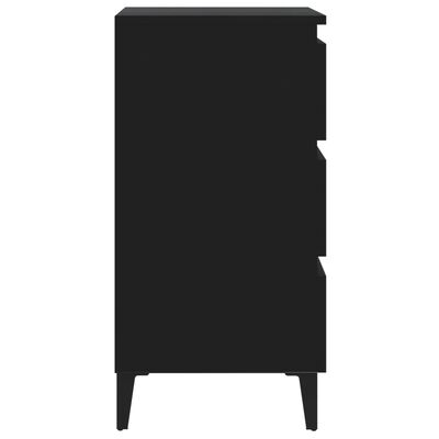 vidaXL Nattbord med metallben svart 40x35x69 cm
