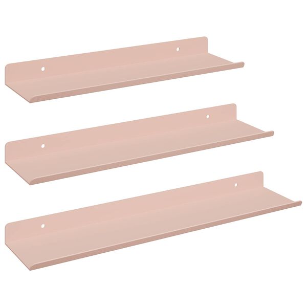 vidaXL Flytende hylle Veggmontert 3 pcs Rosa 40 x 9 x 2,5 cm St&aring;l