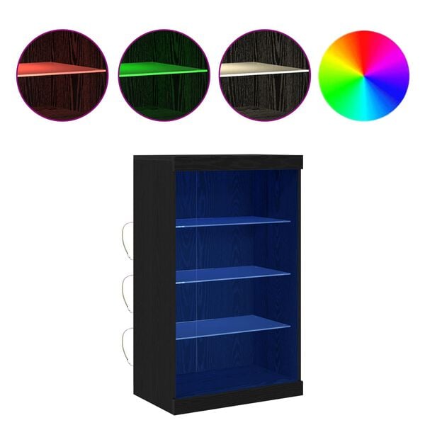 vidaXL LED sideboard Svart Eik 60,5 x 37 x 100 cm Konstruert tre