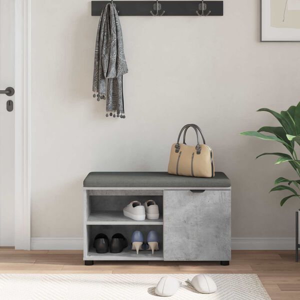 vidaXL Gangbenk med pute Ensfarget Betonggr&aring; 80 x 38 x 46 cm