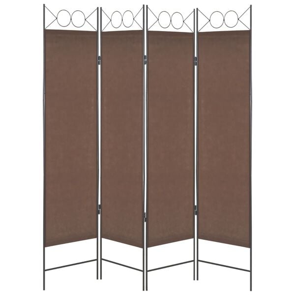 vidaXL Romdeler 4 paneler brun 160x180 cm