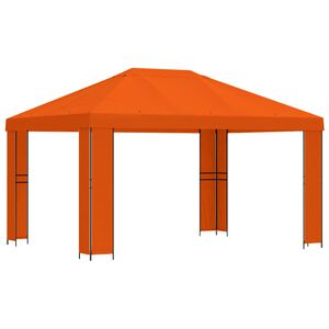 vidaXL Paviljong 4 &times; 3 m Oransje Polyester og st&aring;l 190 gsm