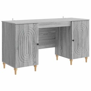 vidaXL Skrivebord med d&oslash;r Gr&aring; sonoma 142,5 x 50 x 75 cm Konstruert tre
