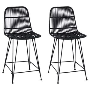 vidaXL Barstol 2 stk. Svart 44 x 54 x 96 cm Rattan og St&aring;l