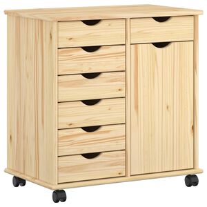vidaXL Rullende skap 63,5 x 39 x 65,5 cm Massiv furu Brun