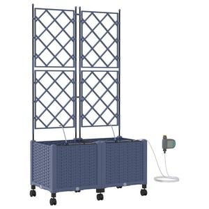 vidaXL Hageplantekasse med vanning og hjul 2 stk. Gr&aring; 80 x 40 x 148 cm