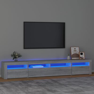 vidaXL TV-benk med LED-lys grå sonoma 240x35x40 cm