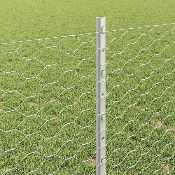 vidaXL Gjerde med stolpe s&oslash;lv 0,8 x 50 m St&aring;l