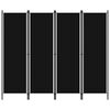 vidaXL Romdeler 4 paneler svart 200x180 cm