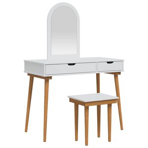 vidaXL Sminkebordsett FAUSKE 3 stk. Hvit 100 x 50 x 143 cm