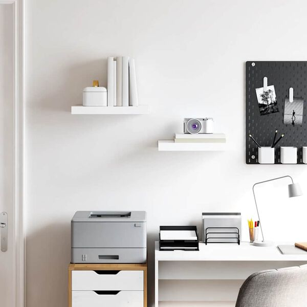 vidaXL Flytende vegghyller 2 stk h&oslash;yglans hvit 40x23x3,8 cm MDF