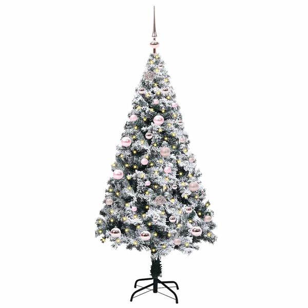 vidaXL Kunstig juletre med 150 LED Hvit 150 cm PVC og St&aring;l og Plast