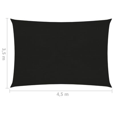vidaXL Solseil 160 g/m² svart 3,5x4,5 m HDPE