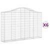 vidaXL Gabionkurver buede 6 stk 200x30x120/140 cm galvanisert jern