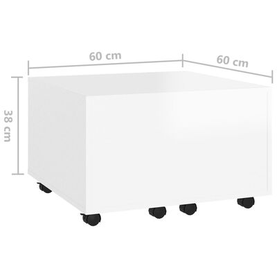 vidaXL Salongbord høyglans hvit 60x60x38 cm sponplate