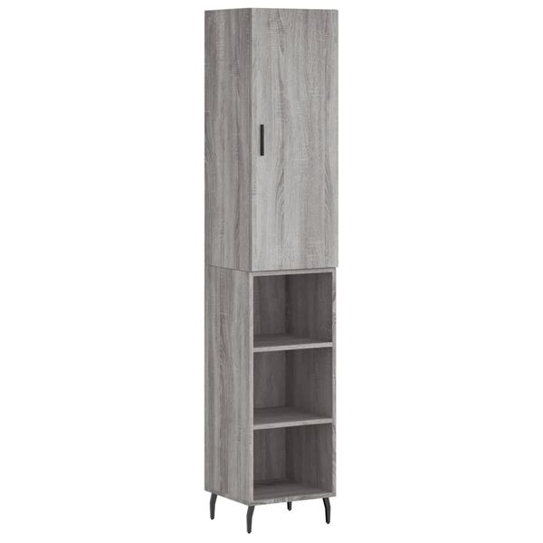 vidaXL Highboard gr&aring; sonoma 34,5x34x180 cm konstruert tre
