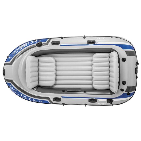 Intex Oppblåsbart båtsett Excursion 4 med påhengsmotor og brakett