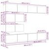 vidaXL TV-benksett Veggmontert 6 pcs Svart Eik Konstruert tre