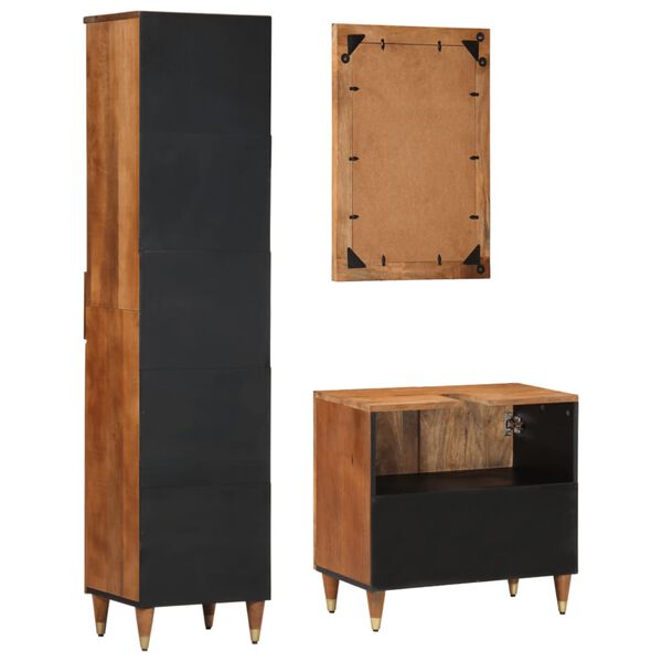 vidaXL Baderomsskapsett 3 deler heltre mango