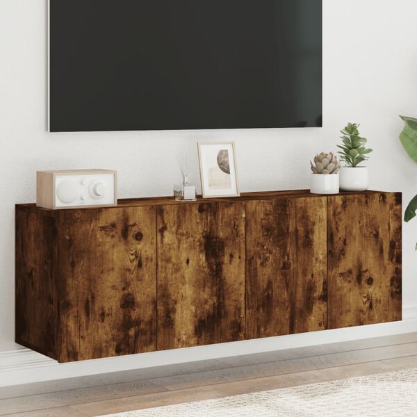 vidaXL Veggmonterte TV-benker 2 stk røkt eik 60x30x41 cm