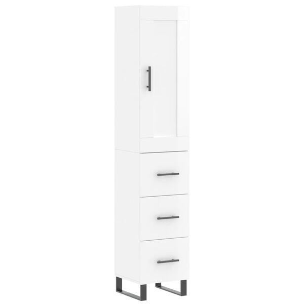 vidaXL Highboard h&oslash;yglans hvit 34,5x34x180 cm konstruert tre