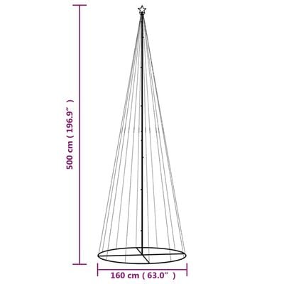 vidaXL Juletre kjegleformet kaldhvit 732 lysdioder 160x500 cm