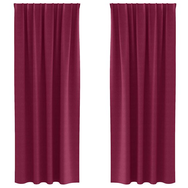 vidaXL M&oslash;rkleggende Gardiner med Ringer 2 pcs Vinr&oslash;d 245 x 140 cm