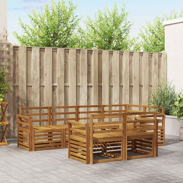 vidaXL Sofasett 7 pcs Naturlig Solid akasietre