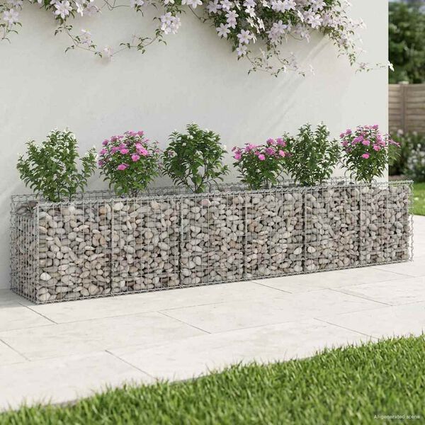 vidaXL Gabion hevet seng 2 pcs s&oslash;lv 300 x 50 x 60 cm Galvanisert St&aring;l