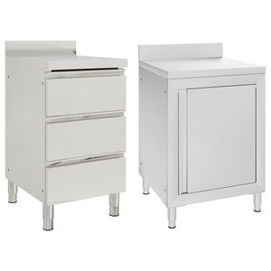 vidaXL Kommersielt kj&oslash;kkenskap 2 stk rustfritt st&aring;l