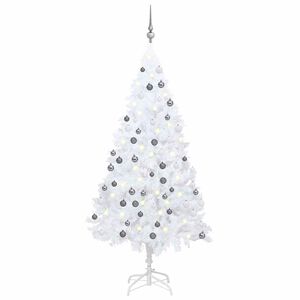 vidaXL Forh&aring;ndsbelyst kunstig juletre med kulesett hvit 150 cm PVC