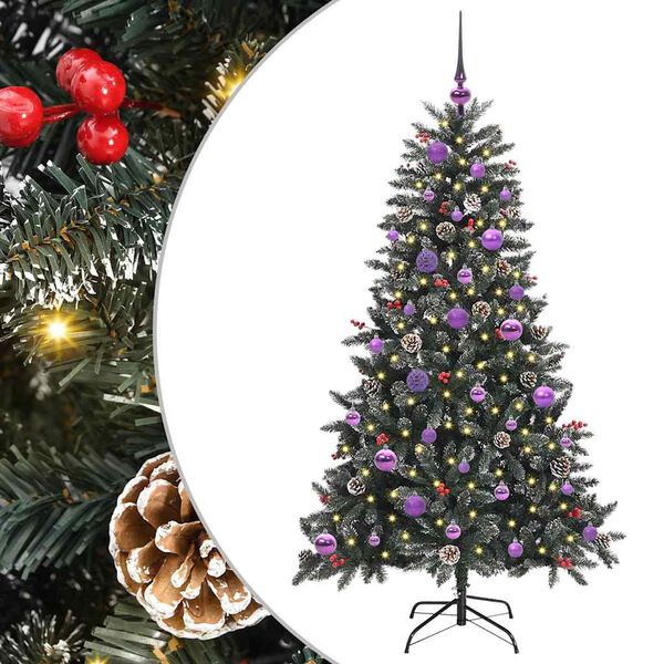 vidaXL Kunstig juletre med 150 LED gr&oslash;nn 150 cm PVC og plast og st&aring;l
