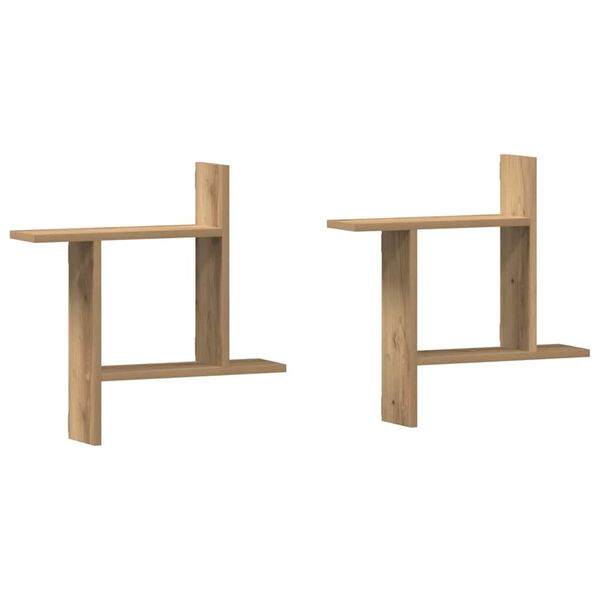 vidaXL Vegghyller 2 stk artisan eik 50x12x50 cm konstruert tre